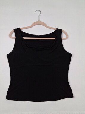 Womens Plus Sz 16 Black Cowl Neck Sleeveless Corset Sryle Tank Top Cropped Strch
